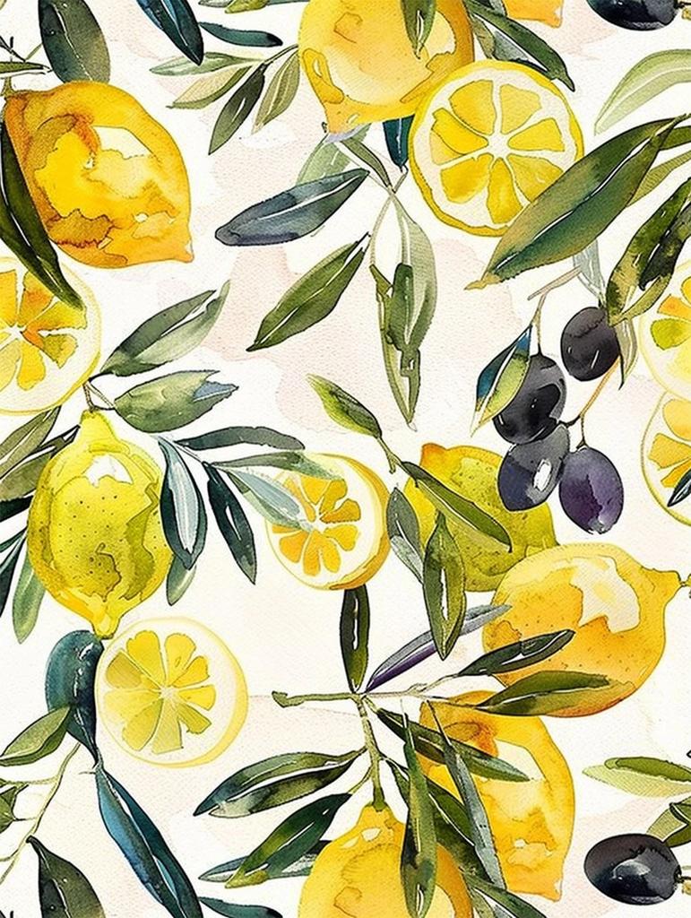 Blueberry Grapes Peaches Pomegranate Watercolor Fruit Poster Canvas Painting Modern Nature Wall Art Picture Home Decor Gift