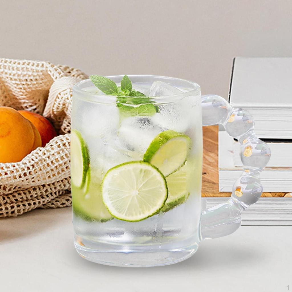 350ml Clear Glass Water Cup with Handle Drinkware Large Capacity Novelty Drinking