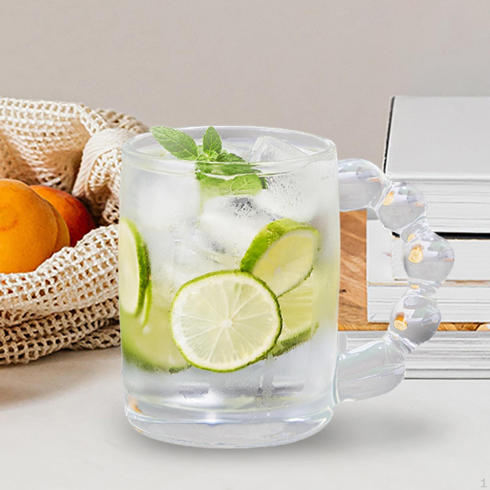 

350ml Clear Glass Water Cup with Handle Drinkware Large Capacity Novelty Drinking Clear
