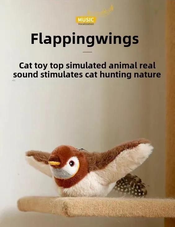 Cat Interactive Toys Catnip Electric Pat Bird (with Catnip) Dog Cats Touch-Activated Squeaky Plush Toy Pet USB Rechargeable