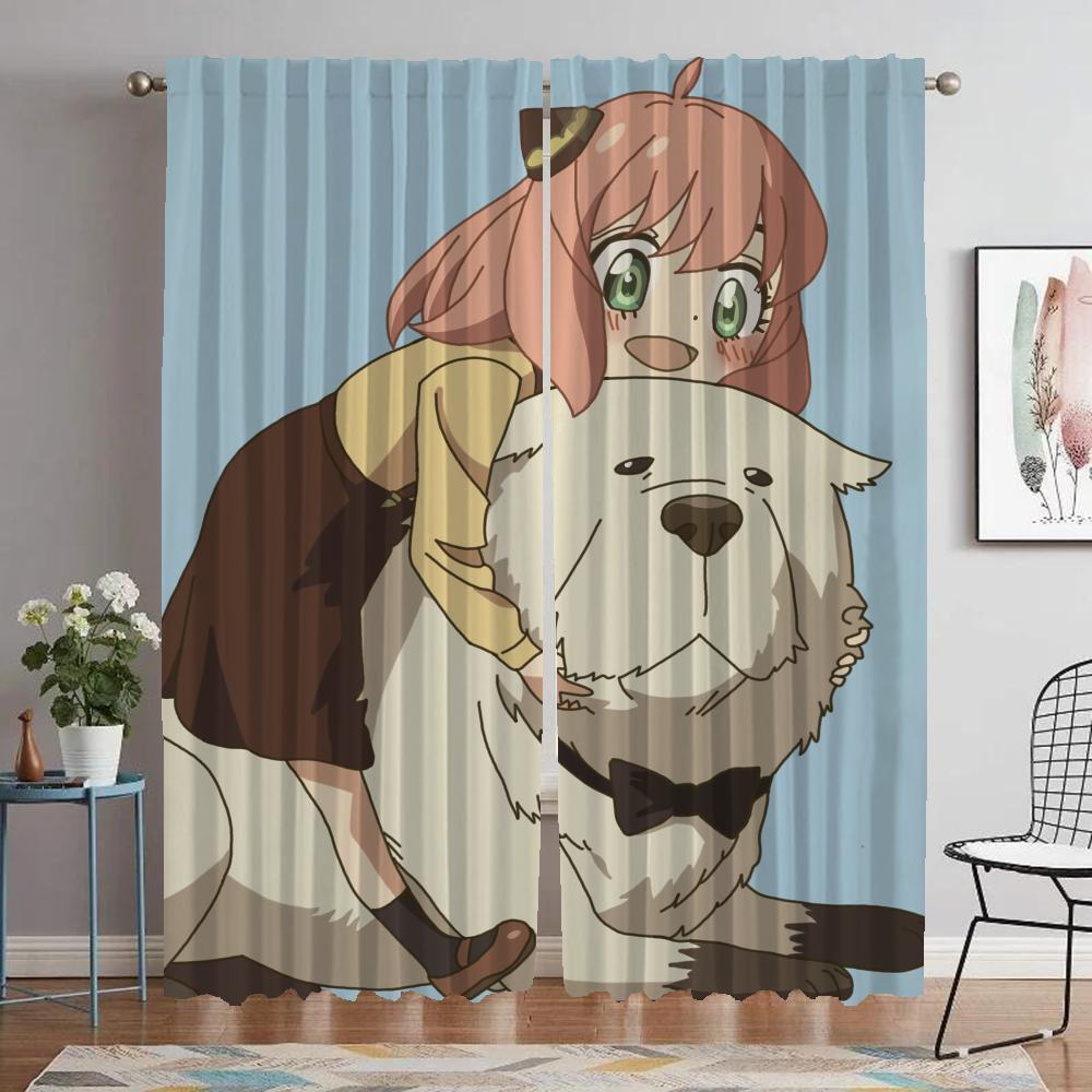 Halloween Decoration Spy X Family Blackout Curtain for Room 2 Panel Elegant Room Curtains Tulle for Bedroom Shades Partition