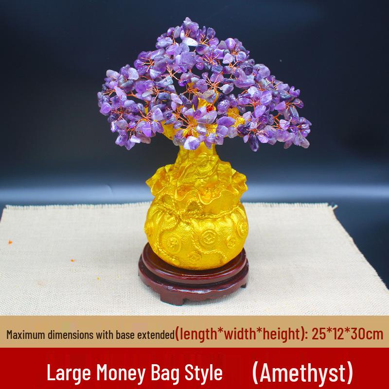 Amethyst Money Tree Ornament: Purple Wealth-Attracting Home Decor Gift