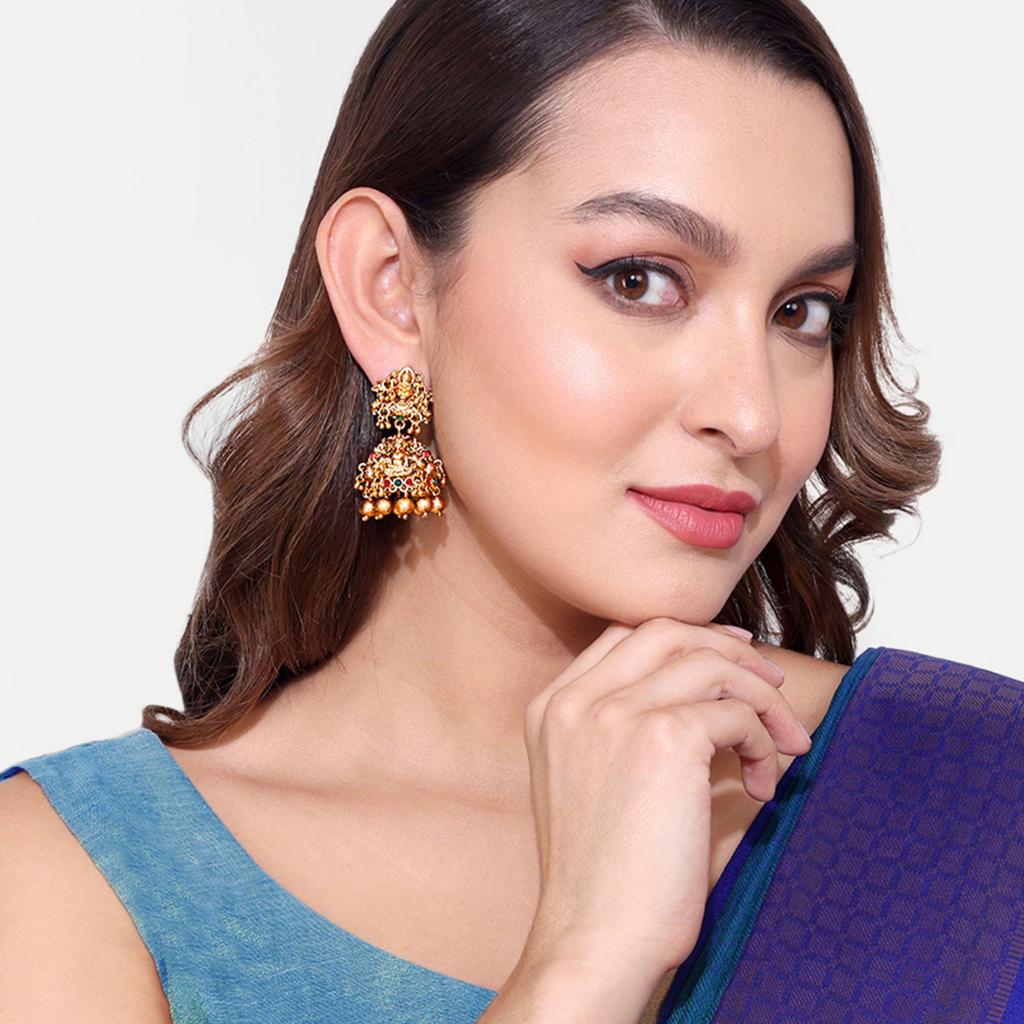 Gold Polish Temple Earrings,Temple Jewelry, Handmade Earring, Women Fashion Earrings