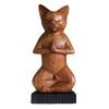 Yoga Cat Figurine, Lotus Pose Handcarved