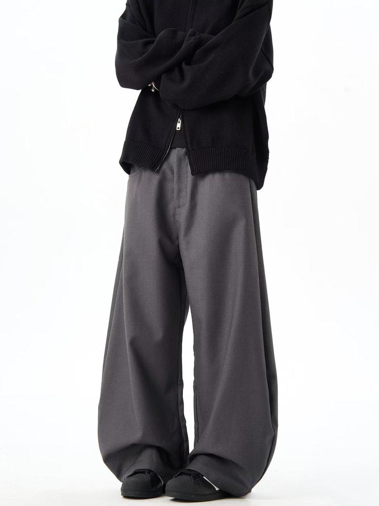 Unisex Retro Black Scimitar Wide-Leg Casual Pants for Spring & Autumn