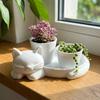 3D Printed Cat-Shaped Flower Pot Cute Animal Mini Potted Plant Jewelry Tray  Indoor/Outdoor Use