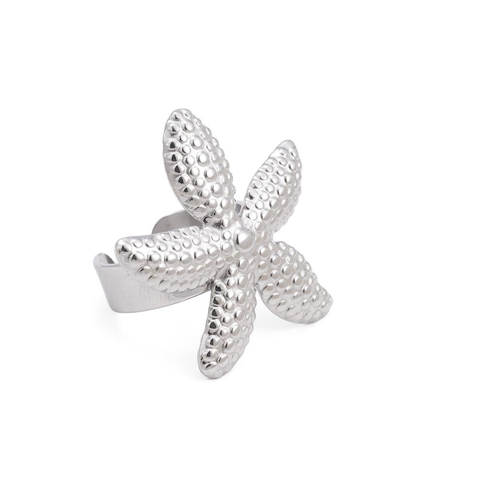 European American Starfish Stainless Steel Ring - Ocean Style Fashion Jewelry for Women