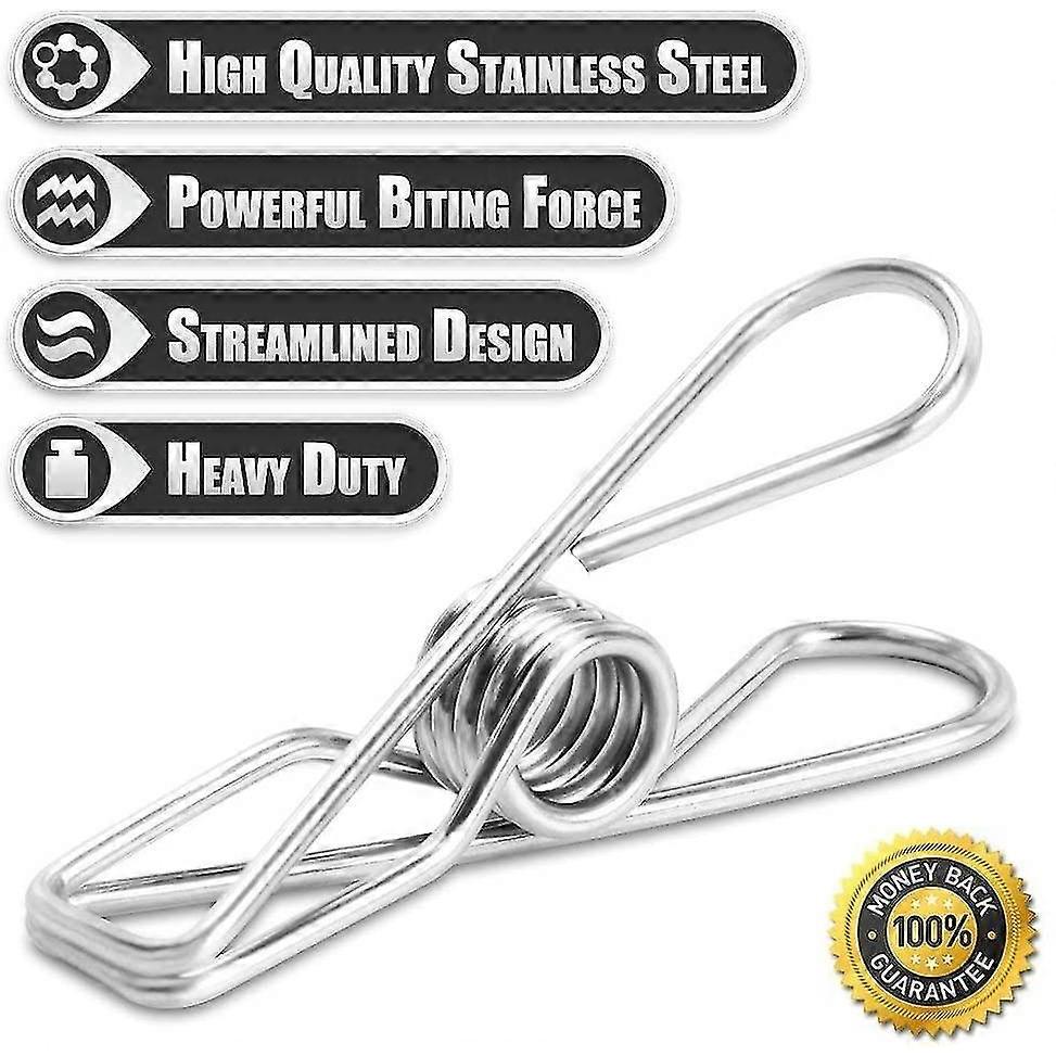 100 Pack Clothes Pegs, Stainless Steel Laundry Hanging Clothesline Clips