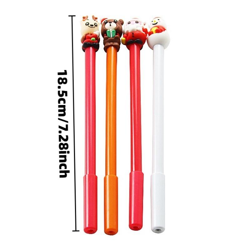 15Pcs Santa Claus Figurine Top Decorative Writing Christmas Pen, Back to School Season Must Have Student Stationery, Cute Holiday Character Design Bal