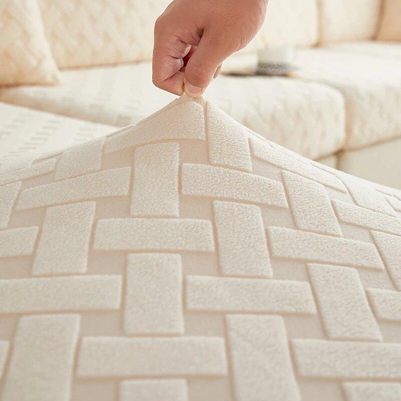Jacquard Plush Sofa Cover Elastic Sofa Cushion Cover for Living Room Furniture Protector For Pets Removable Sofa Seat Cover