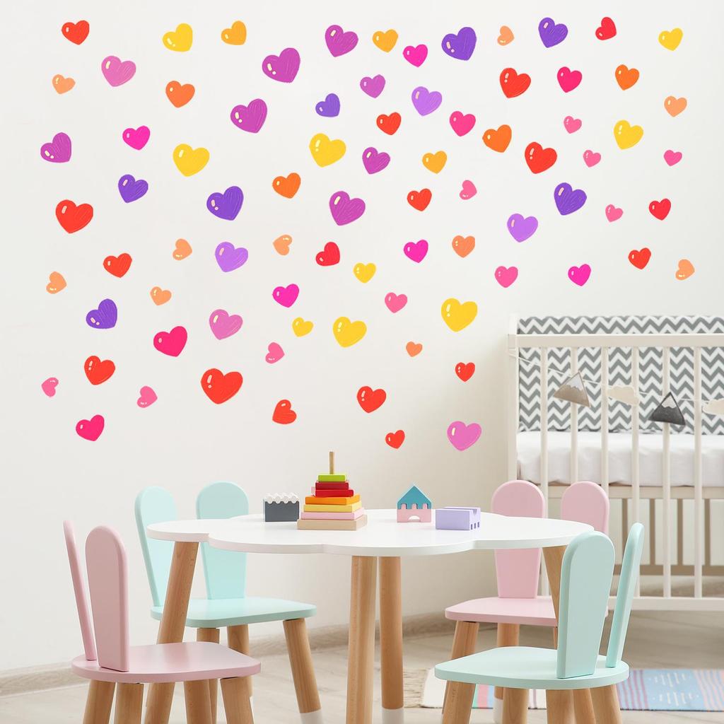 Heart-Shaped Cartoon Love Wall Stickers - Removable & Self-Adhesive Bedroom Decor