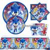 Sonic the Hedgehog Party Supplies: Plates, Cups, Napkins, Banners, Tablecloth, Favor Bags, Popcorn Boxes, Knives, Forks, Spoons