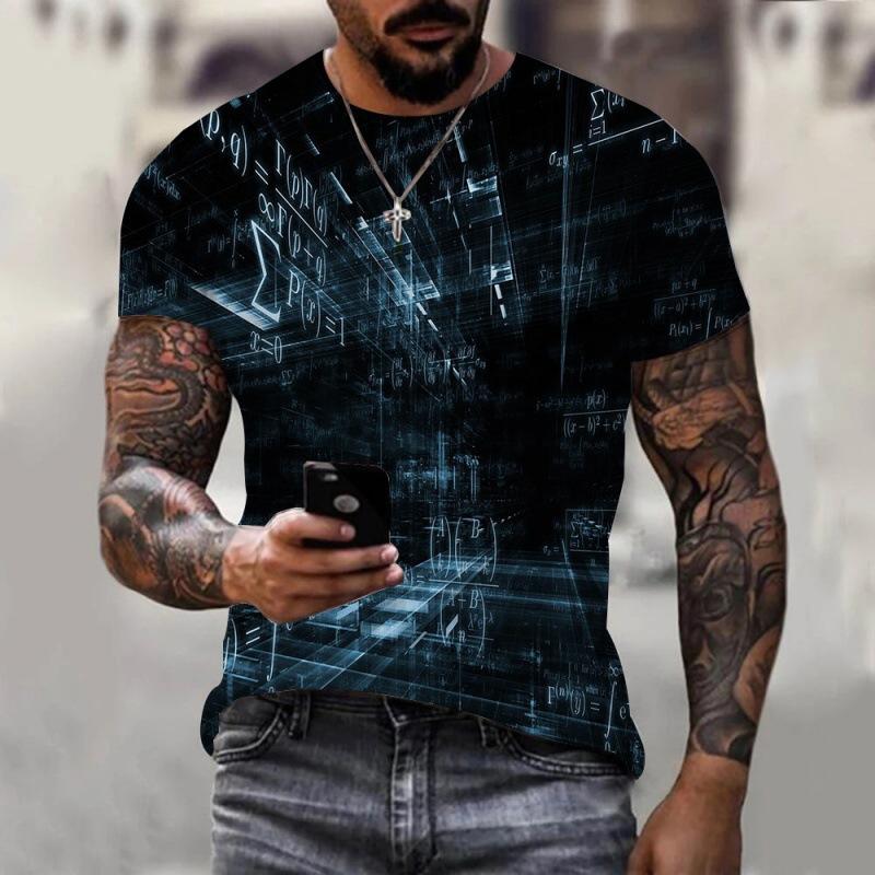 

Летняя персонализированная мужская футболка с 3D цифровой печатью, мужская футболка с коротким рукавом, свободная футболка с круглым вырезом 6XL