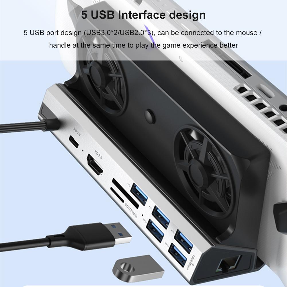 Dock Console Hub HDMI-Compatible USB C Docking Station Gigabit Ethernet 1000Mbps Type C USB 3.0 2.0 PD 100W RJ45 for Steam Deck