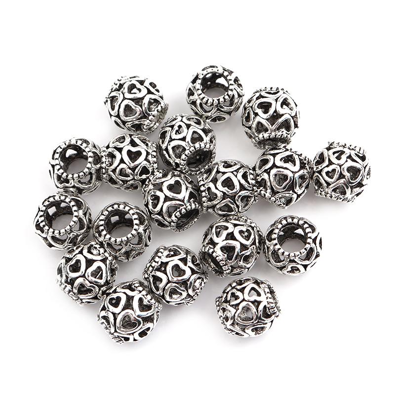 10pcs/lot Alloy Large Holes Beads Simple Pendant Charm Beads Fit DIY Original Bracelet Jewelry Making Accessories