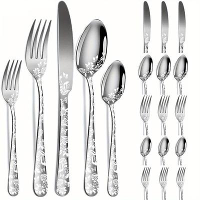 ZISIZ Patterned Stainless Steel Cutlery Set
