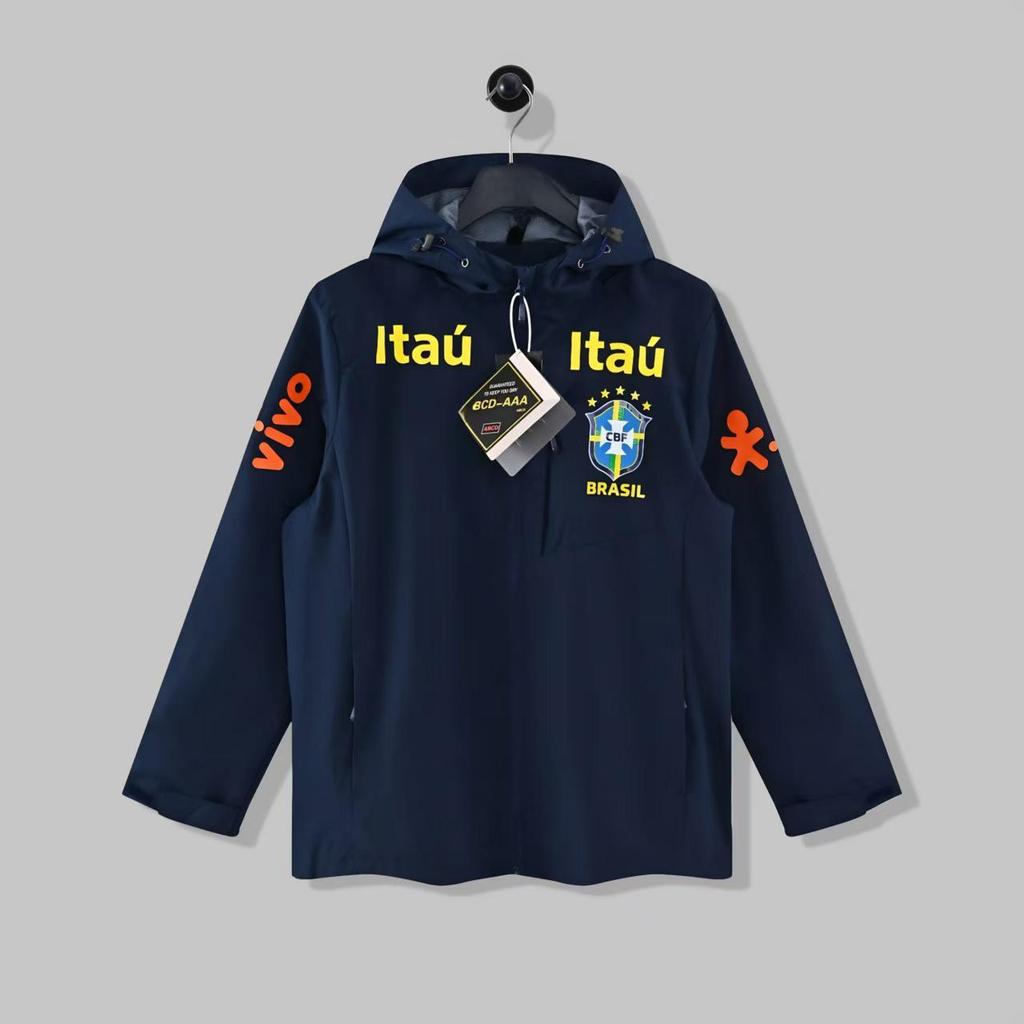 Windjacke Nationalmannschaft Brasilien: Unisex dünne, winddichte, wasserdichte Fußballjacke