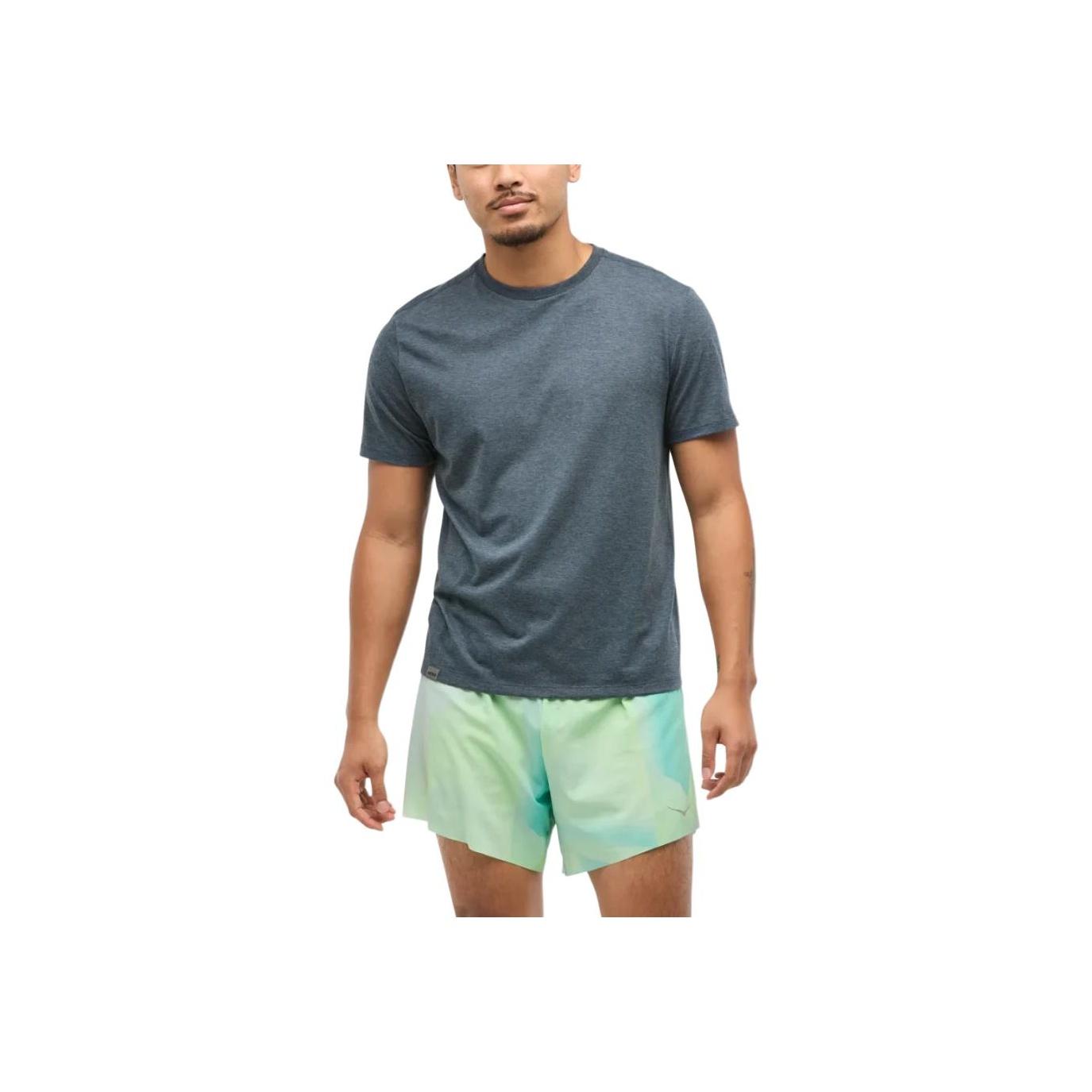 Hoka One One Ss25 Run Tech Short Sleeve Fashion Versatile Skin-Friendly T-Shirt Men Tops Academy-Blue 1164158 XL 7650₽
