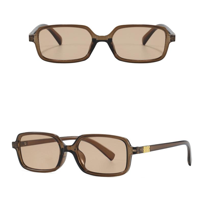 Fashion Retro Rectangle Small Frame Sunglasses For Men And Women Unisex Brown UV Protective Shades