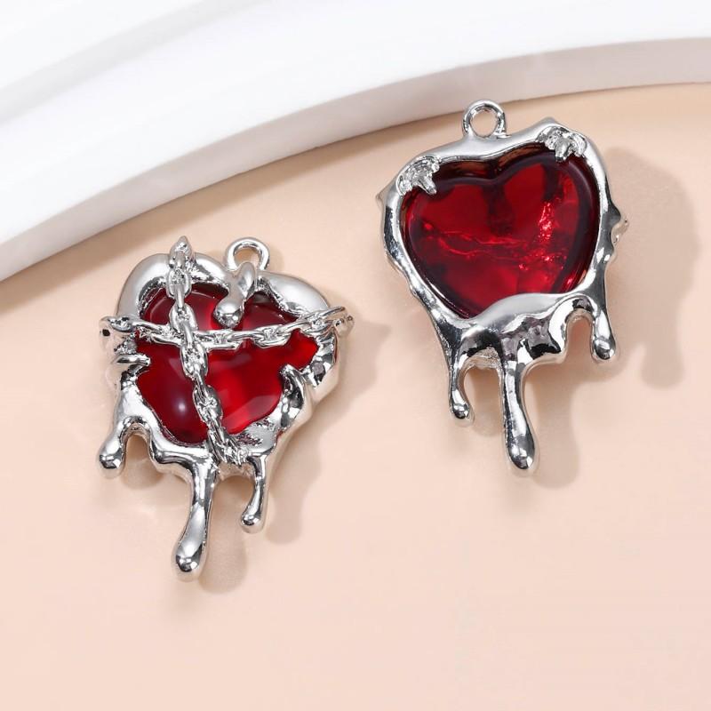 5pcs New Enamel Heart Charms Fashion Romantic Love Y2K Sweet Style Pendants For Making DIY Jewelry Accessories Necklace Findings