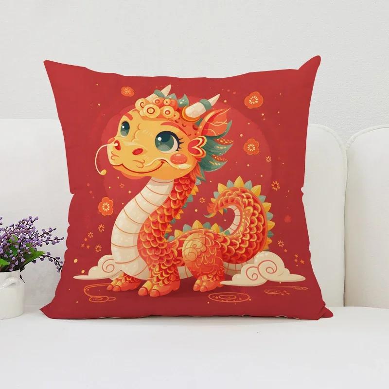 40x40 Cushion Cover Dragon Pattern Decorative Pillow Cover Sofa Cushion Cover Home Decor Chair Waist Cushion 50x50