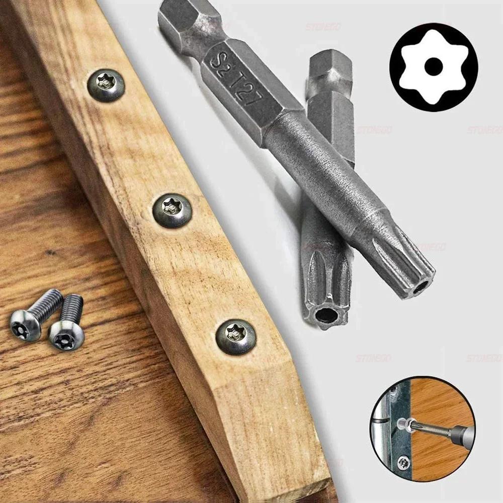11Pcs 12Pcs 50 75 100mm Hollow Torx Screwdriver Bit Set S2 Steel Extended Lengths for Hexagonal Handle
