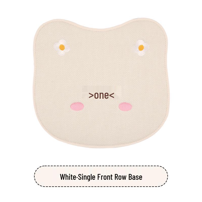 Universal Car Seat Cushion - Cute Cartoon Bear Design for Leapmotor C10/B01/B10/C11, Cotton Linen Fabric for All Seasons