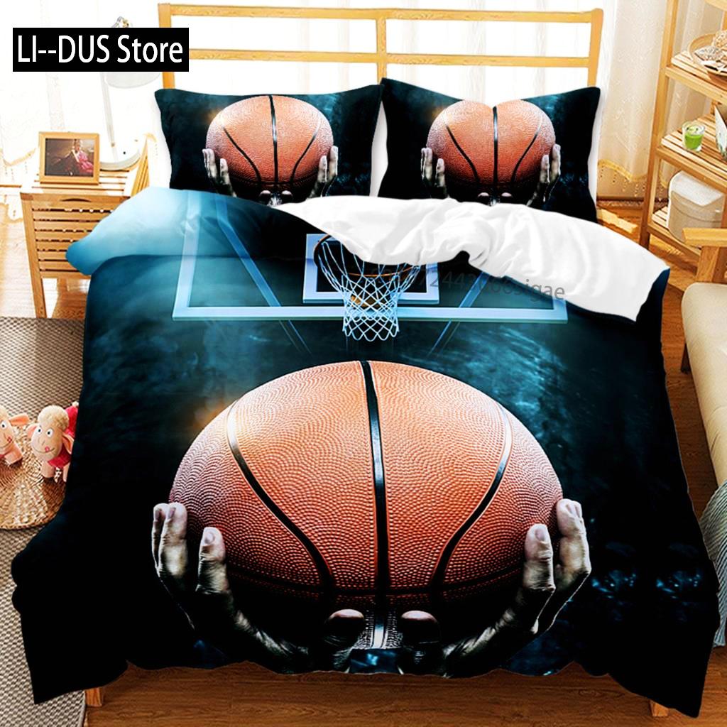 

Basketball Duvet Cover Set Twin Size Sports Basketball Fire Pattern Twin Bedding Set Microfiber Quilt Cover For Boys And Teens EU Single(135*200cm)3pcs
