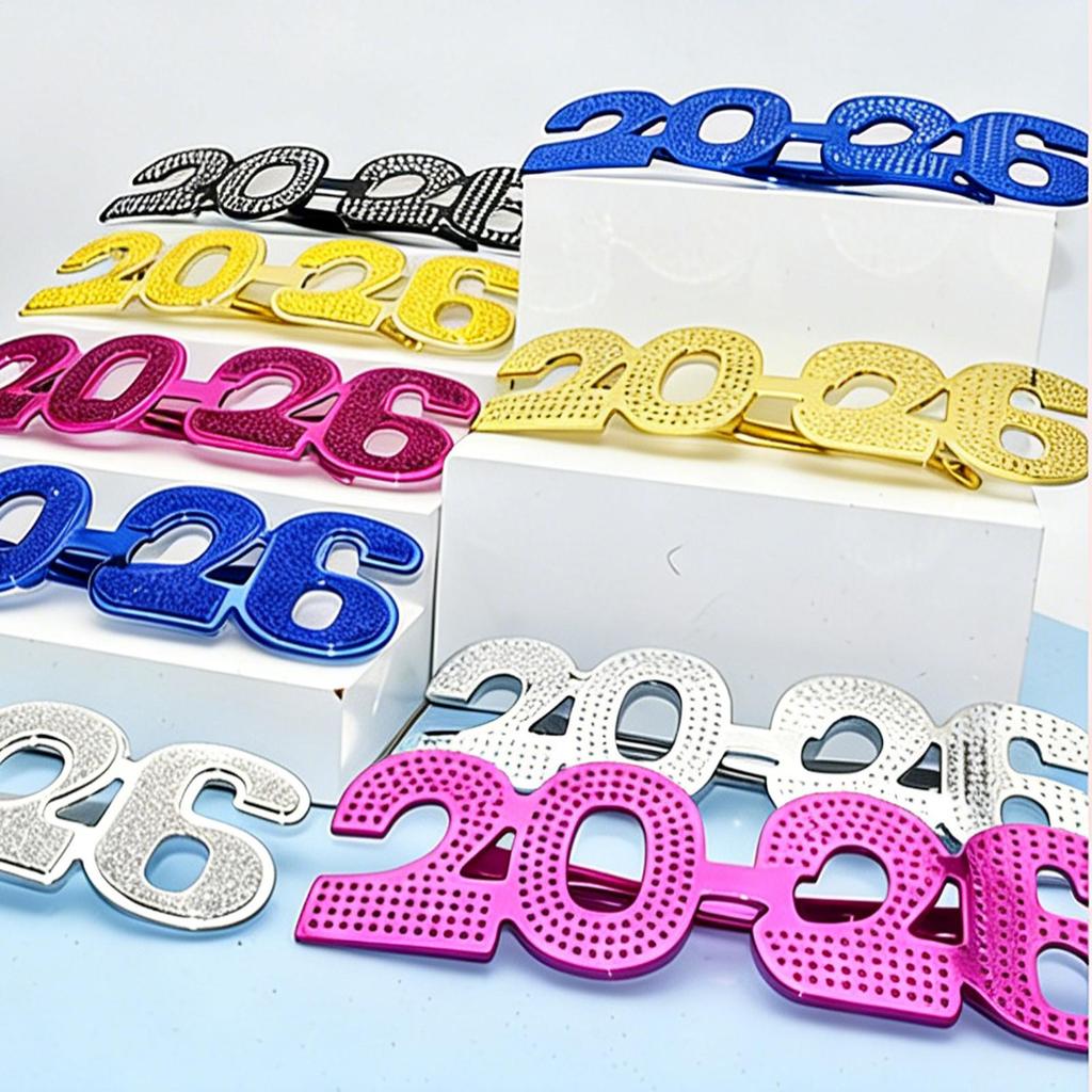 2026 Glitter Eyeglasses Number Party Glasses New Year Eve Photo Booth Props Fun Celebration Eyewear New Year Eve Glasses
