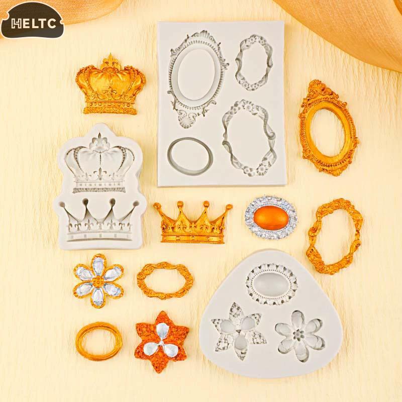 Silicone Photo Frame Mirror Jewelry Crown Silicone Mold Resin Tools Sugarcraft Cupcake Baking Mold Fondant Cake Decorating Tools