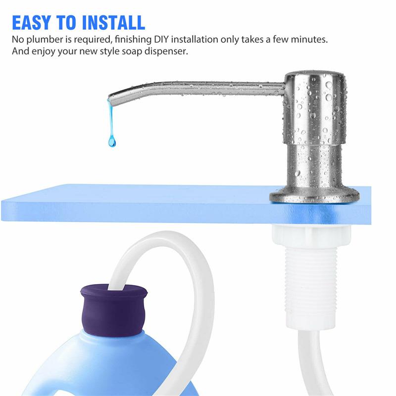 300ML Spülbecken Seifenspender Küche Edelstahl Hände Flüssigkeit Pumpe Flasche Schlauch für Küchenspüle und Schlauchset Anschluss an Seife