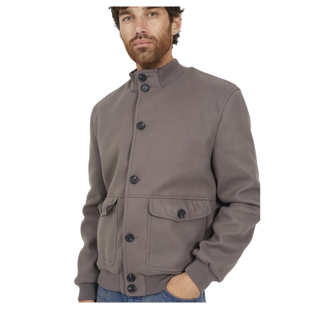 Brave Soul Mens Maison Faux Wool Funnel Neck Bomber Jacket