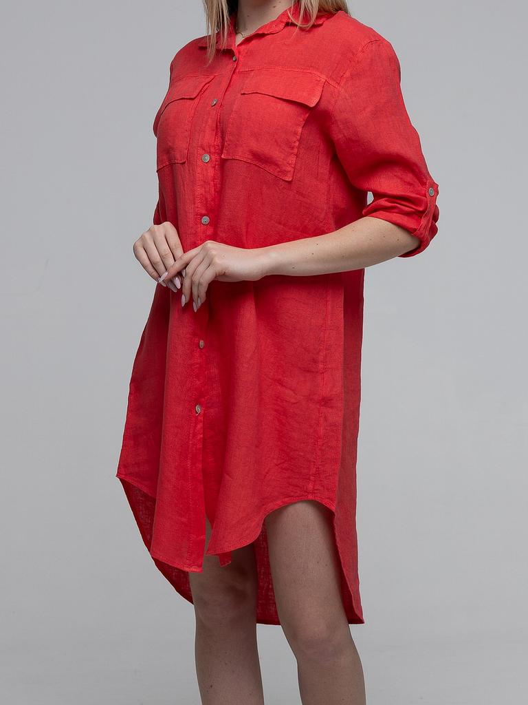 WOMEN' LINEN SHIRT DRESS WITH POCKETS