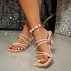 Sexy High Heels Women's Slippers New Summer Shallow Shoes Women's Spaghetti Straps Square Toe Sandals Sandalias De Mujer