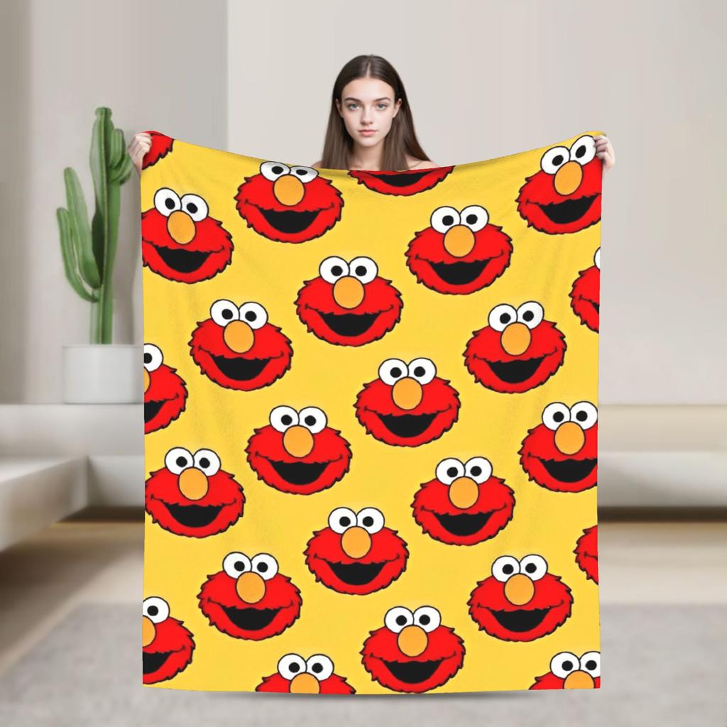 Warm Soft Blanket Travel Office Cookie Monster Elmo Throw Blanket  Flannel Bedspread For Outdoor Funny Sofa Bed Cover