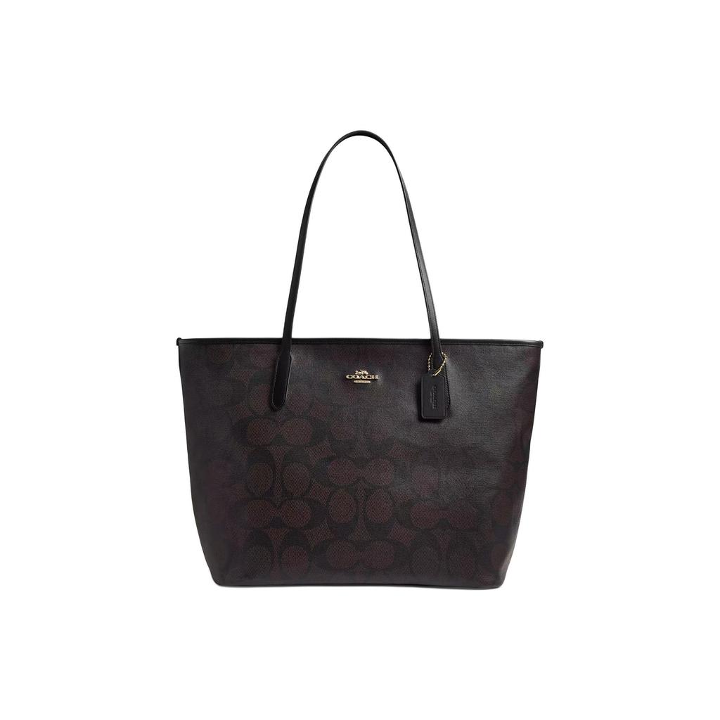 Coach City 36 Gold Logo Marke Print Maxi Signature Canvas Tragetasche Damen Tragetasche Walnuss CCD66-IMXAQ