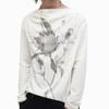Casual Floral Print Long Sleeve T-Shirt Loose Fit Slash Neck Top Men Women