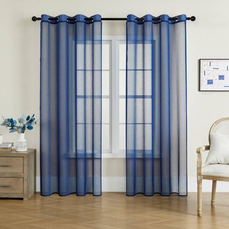 Color Modern Solid Light Transmission Curtain Bedroom Living Room Sheer Semi