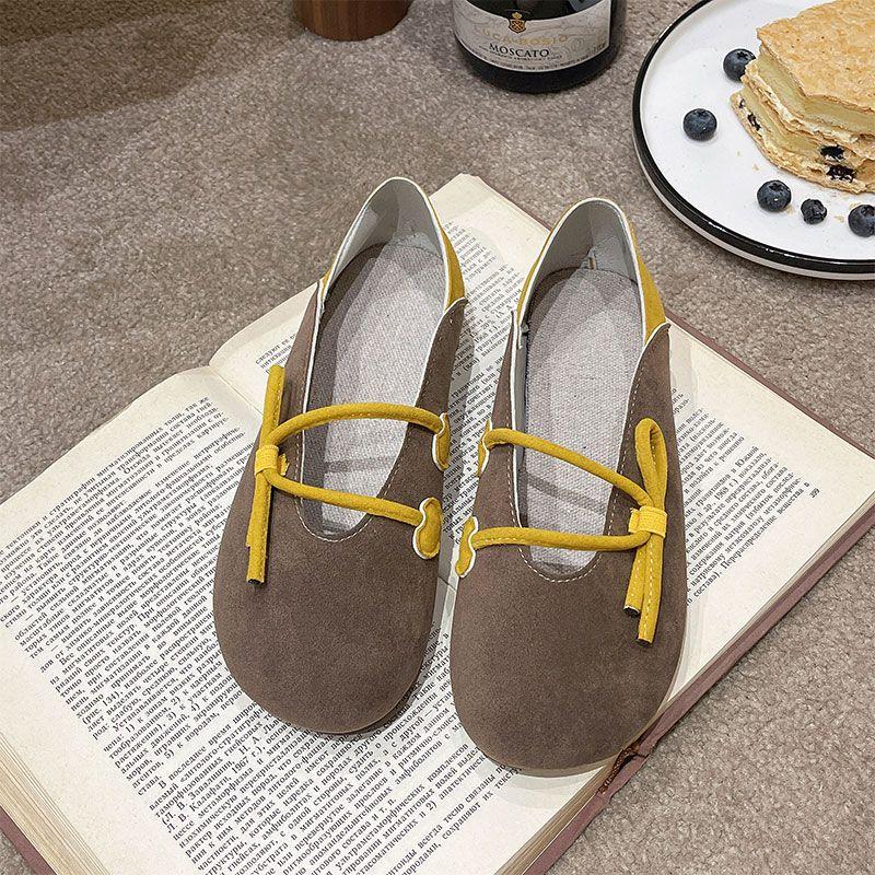 Women's Summer Footwear Round Toe Flats Shoes for Woman 2024 Green Low Heel Elegant with Straps Flat on Offer Dress Korean Style