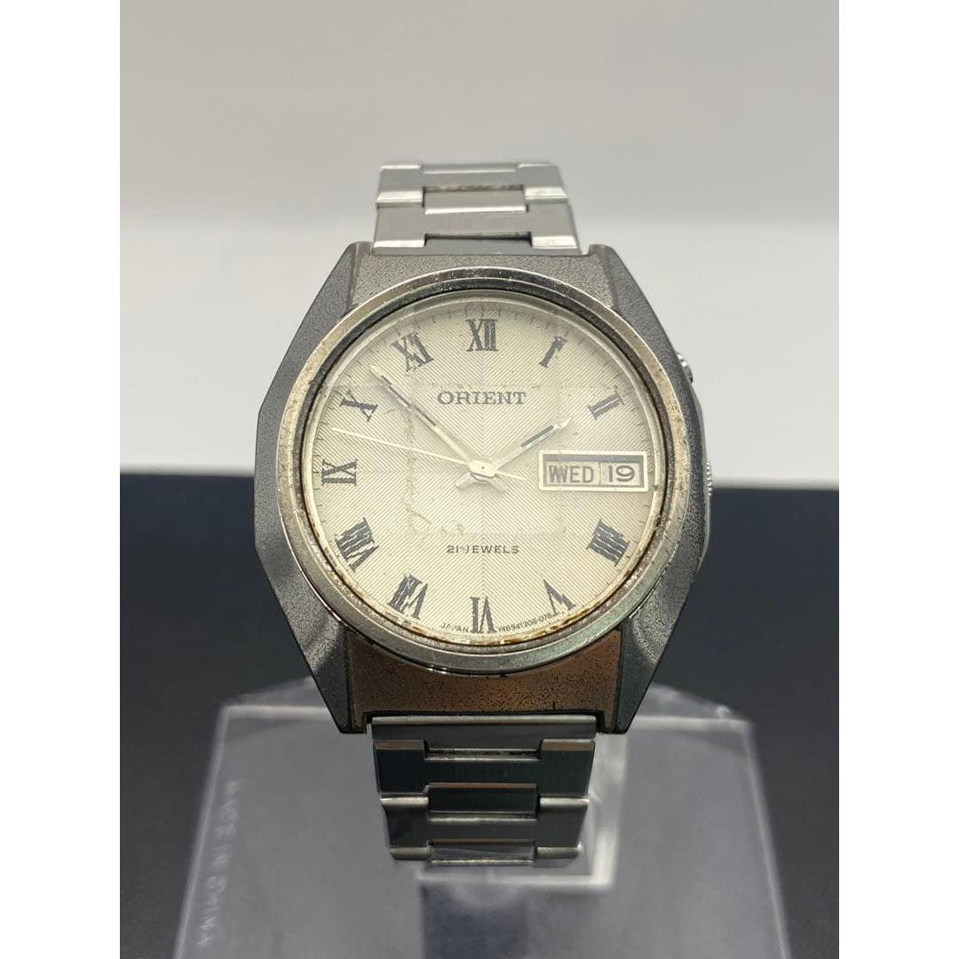 Used Orient Automatic Winding Cut Glass Day Date Roman 21 Jewels ORIENT