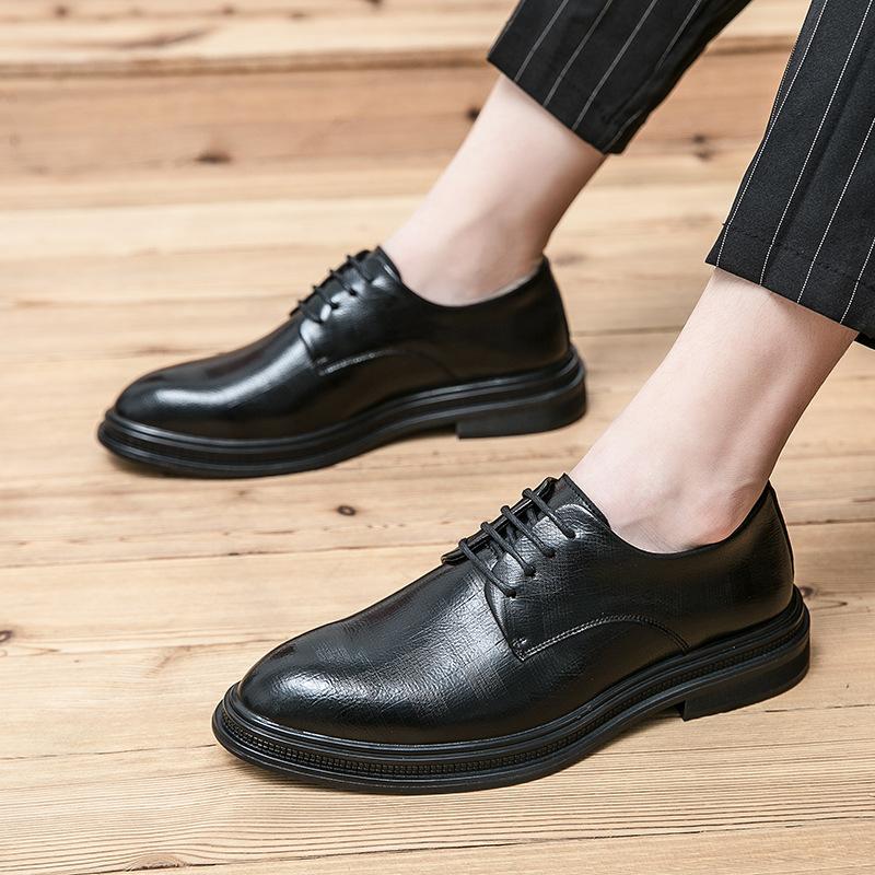 Foreign trade 2025 black leather shoes men's new business dress small leather shoes casual men's British style Korean version