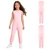Unisex Kids Adaptive Full Body Jumpsuit Round Neck Sleeveless Solid Color Back Invisible Zipper for Special Needs Care