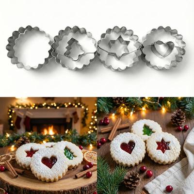 Set mit 4 Ausstechern aus Edelstahl 4 Edelstahl-Ausstecher-Set - Vielseitige Keksformen für Weihnachten, Ostern, Chanukka, Thanksgiving