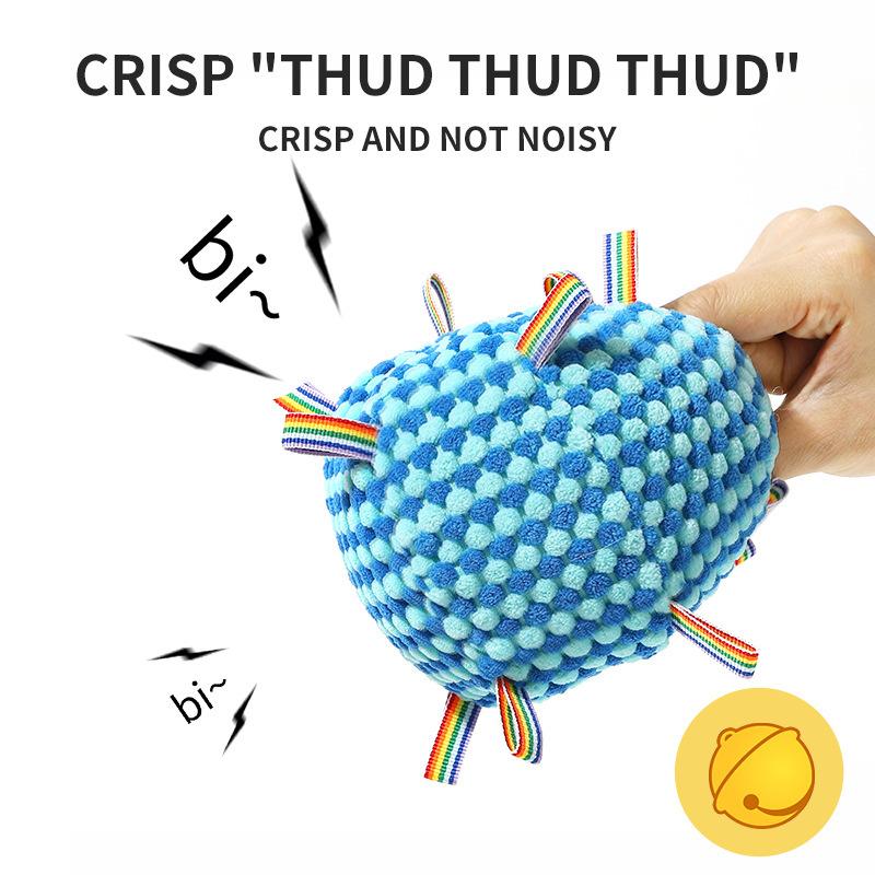 Dog Vocalization Pet Training Soft Ball Throwing Bell Ringing Rope-toting Ball Tough-to-break Chew Toy for Relaxation and Entertainment