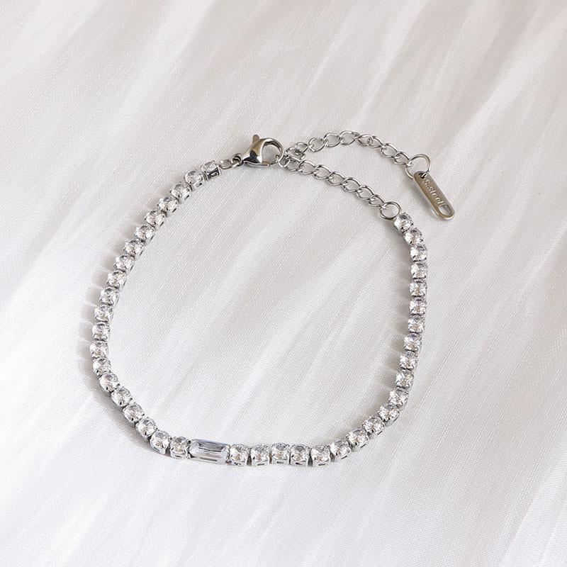 European and American simple temperament stainless steel diamond necklace women s retro fashion simple neck chain collarbone chain collar necklace