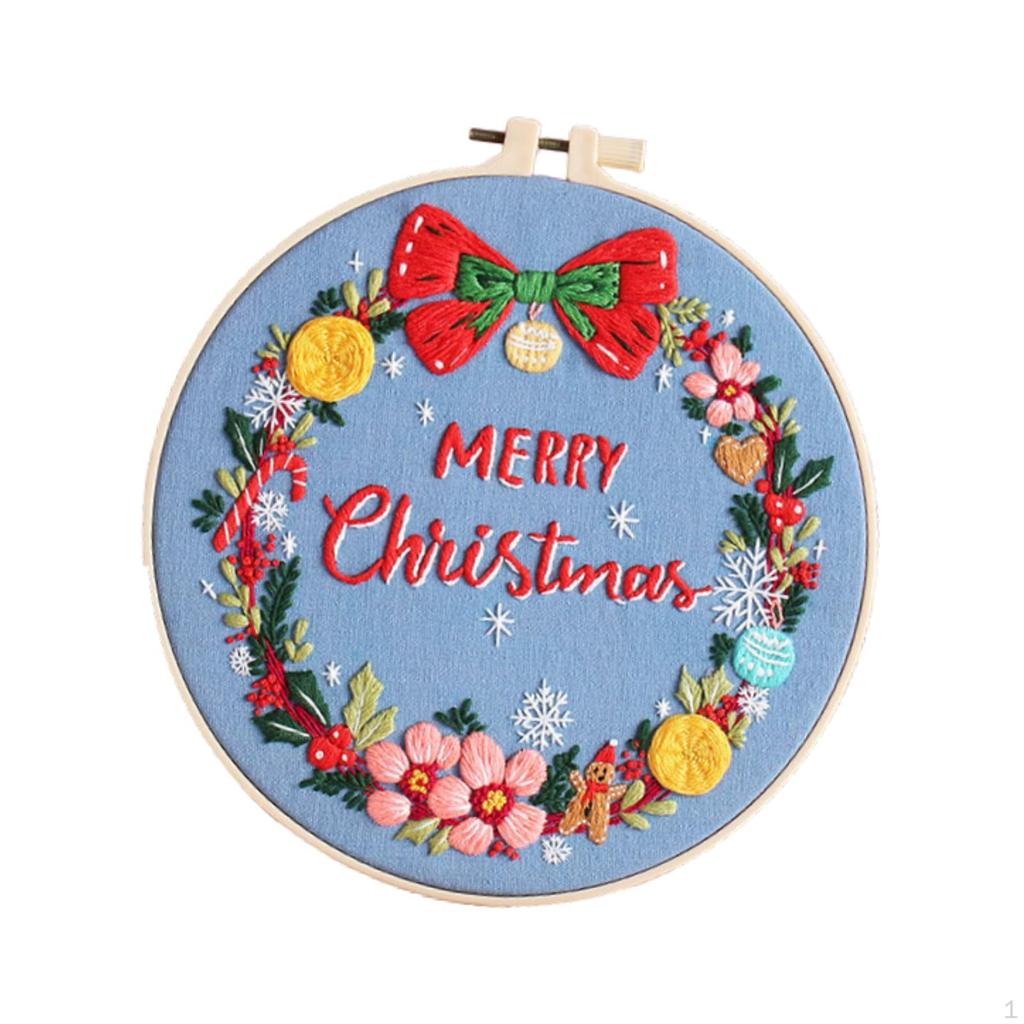 Christmas Embroidery Kit Craft Set Material Package Needlepoint Cross Stitch Kits for Beginners