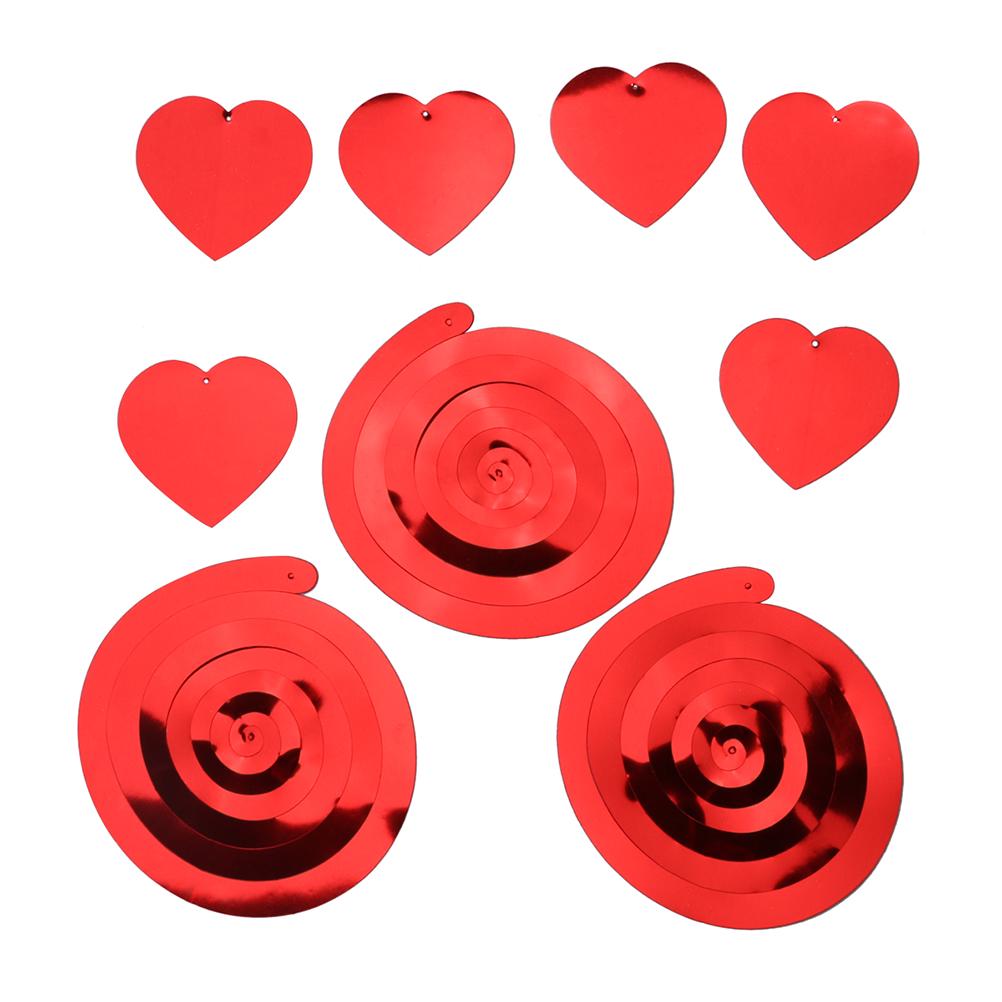 6Pcs Red 90Cm Heart Swirl Hanging Decor Spiral Love Pendant for Party Wedding Birthday Christmas Decoration Love Hanging Swirl