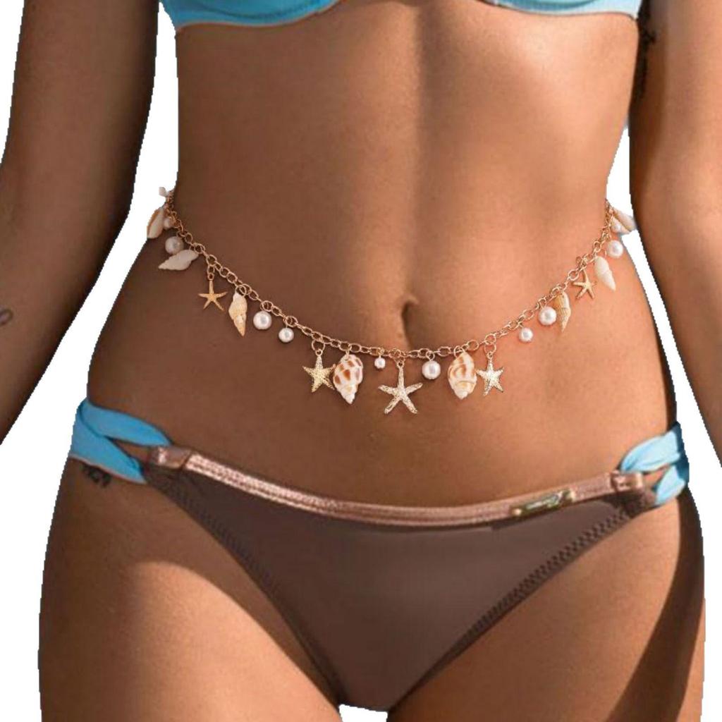 Bohemian Shell & Starfish Pearl Waist Chain for Beach Travel