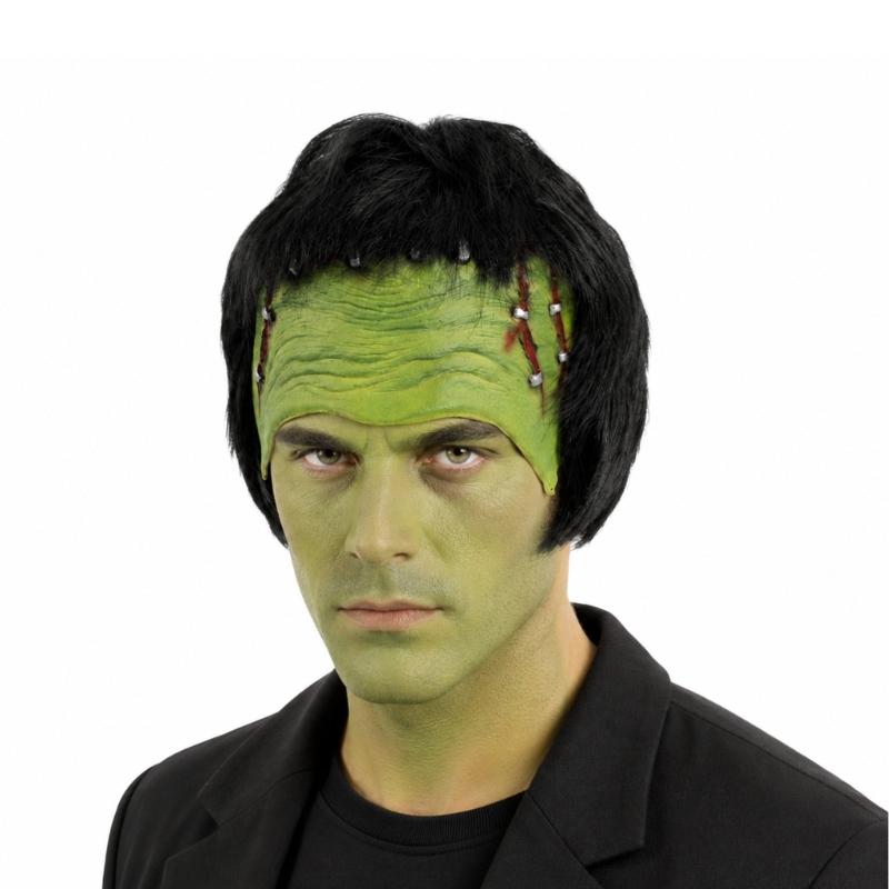 Halloween-halvmaske for voksne med hår, latex-skapning panne-hodeplagg for Cosplay, scene og festkvelder