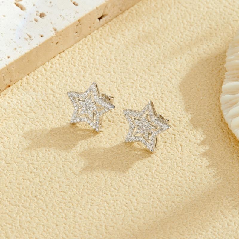 New Fashion Shiny Zirconia Inlaid Rose-shaped Stud Earrings Women's Trend Luxury Copper Earrings Birthday Party Jewellery Gifts